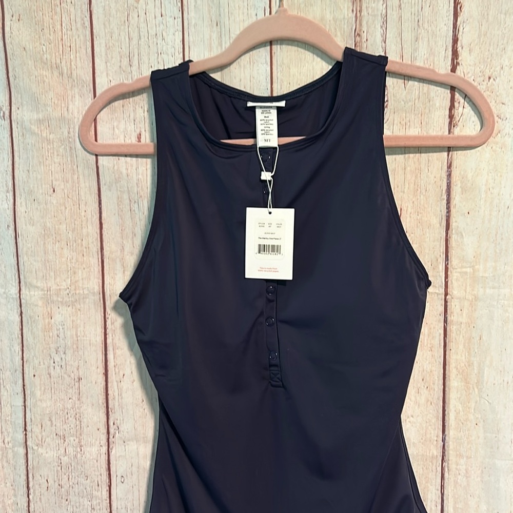 ANDIE Navy Henley One-Piece Swimsuit - Picture 6 of 10